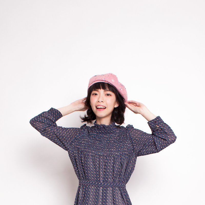 JOJA│ [Limited] pink daydreaming SM adjustable / beret / cap custom painter - Hats & Caps - Cotton & Hemp Pink