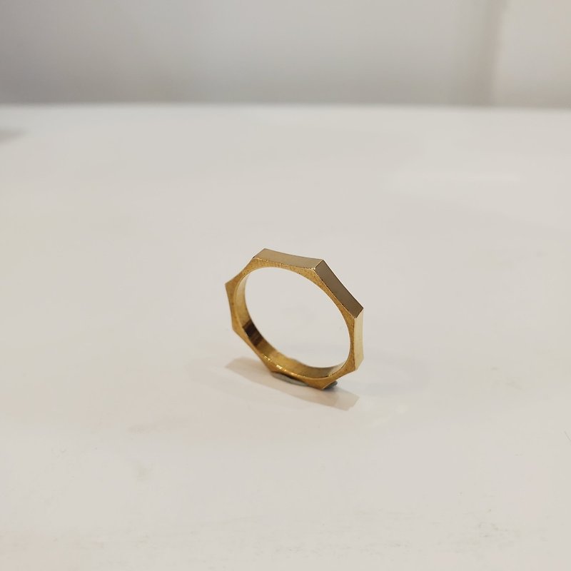 [Ring] Bronze octagonal ring Mother's Day/Graduation Gift/Valentine's Day Gift - แหวนทั่วไป - ทองแดงทองเหลือง สีทอง