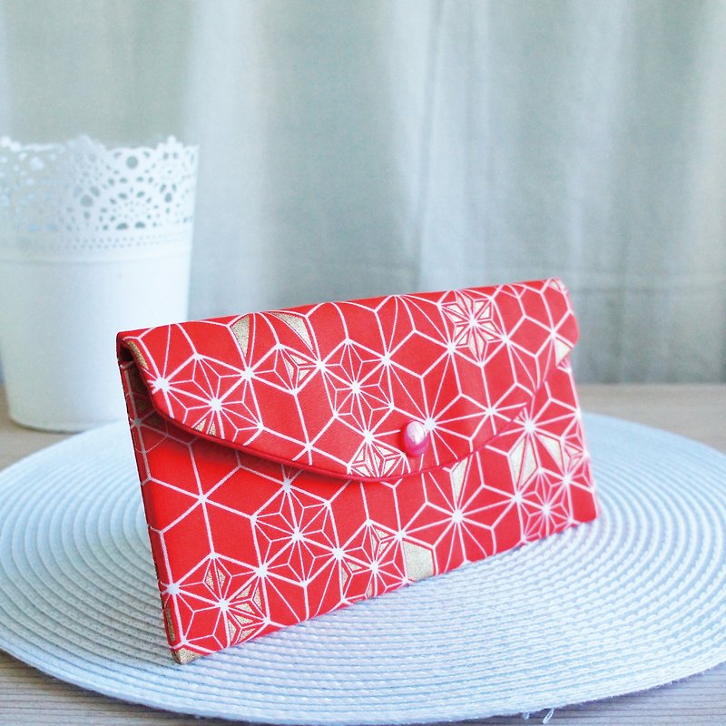 Lovely bronzing [Hexagonal star red envelope bag] passbook cover, cash storage bag, red E - ถุงอั่งเปา/ตุ้ยเลี้ยง - ผ้าฝ้าย/ผ้าลินิน สีแดง
