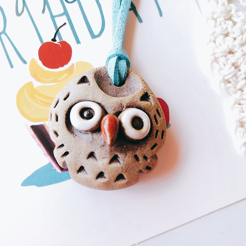 B-49 Owl Necklace │ 吉野鹰x Necklace Pure Handmade Design - Necklaces - Pottery 