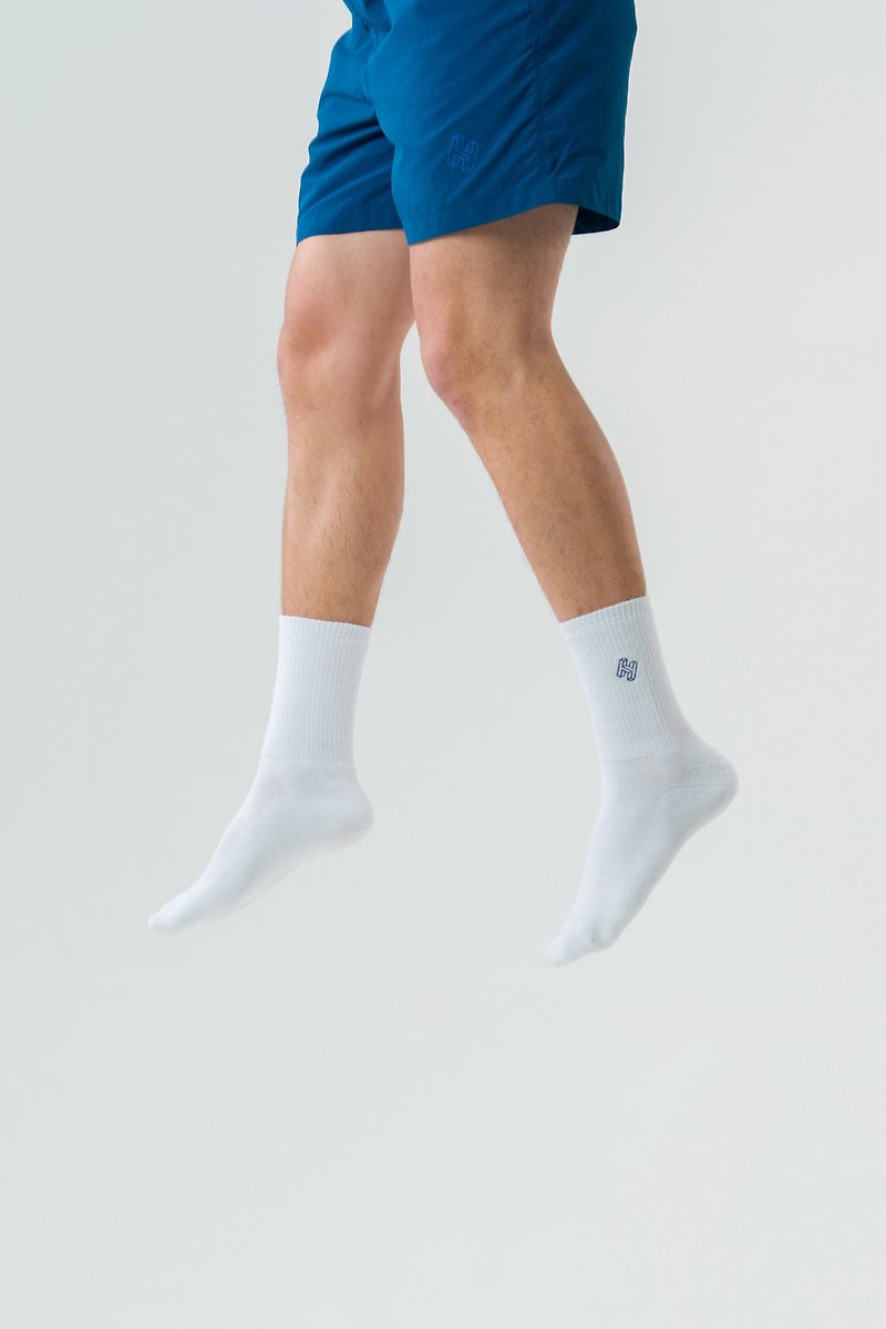 You better RUN socks No.1 combed cotton reinforced covered electric embroidery - Socks - Cotton & Hemp White