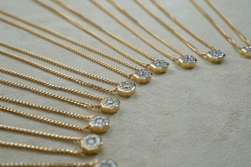 【唯一】18k 金鏈 碎石 - 項鍊 - 鑽石 