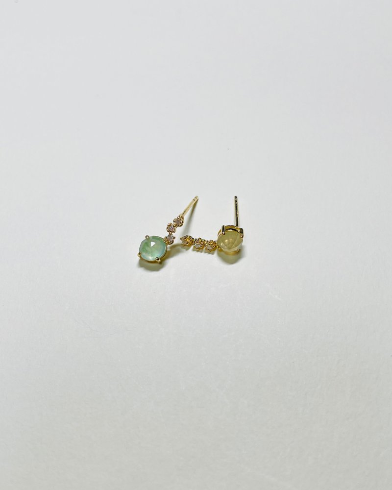 Pure 18k gold two-tone Gemstone cut jade earrings - Earrings & Clip-ons - Jade Green