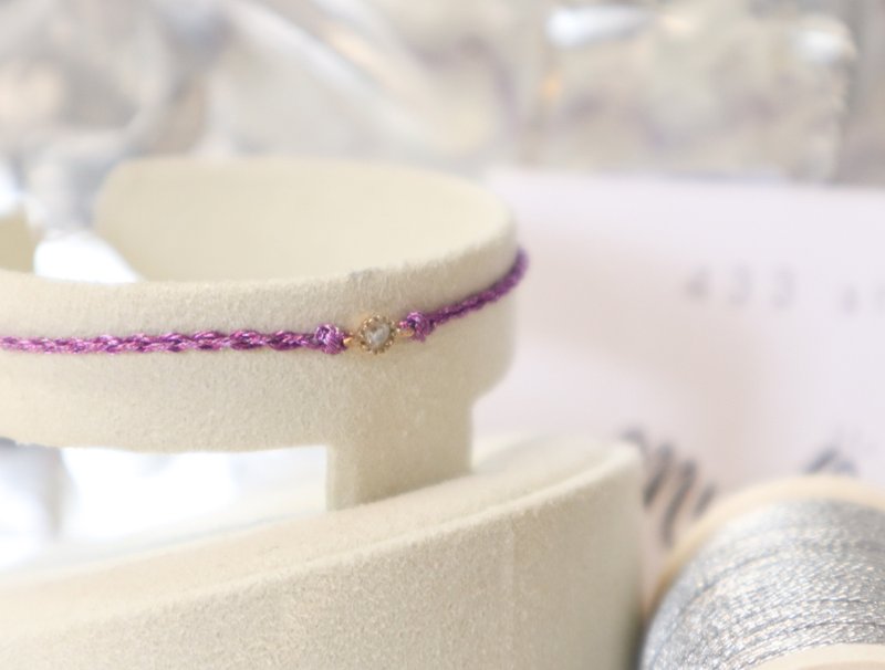 Small cake amphibole hand-woven - lucky bracelet violet - สร้อยข้อมือ - เงินแท้ สีม่วง