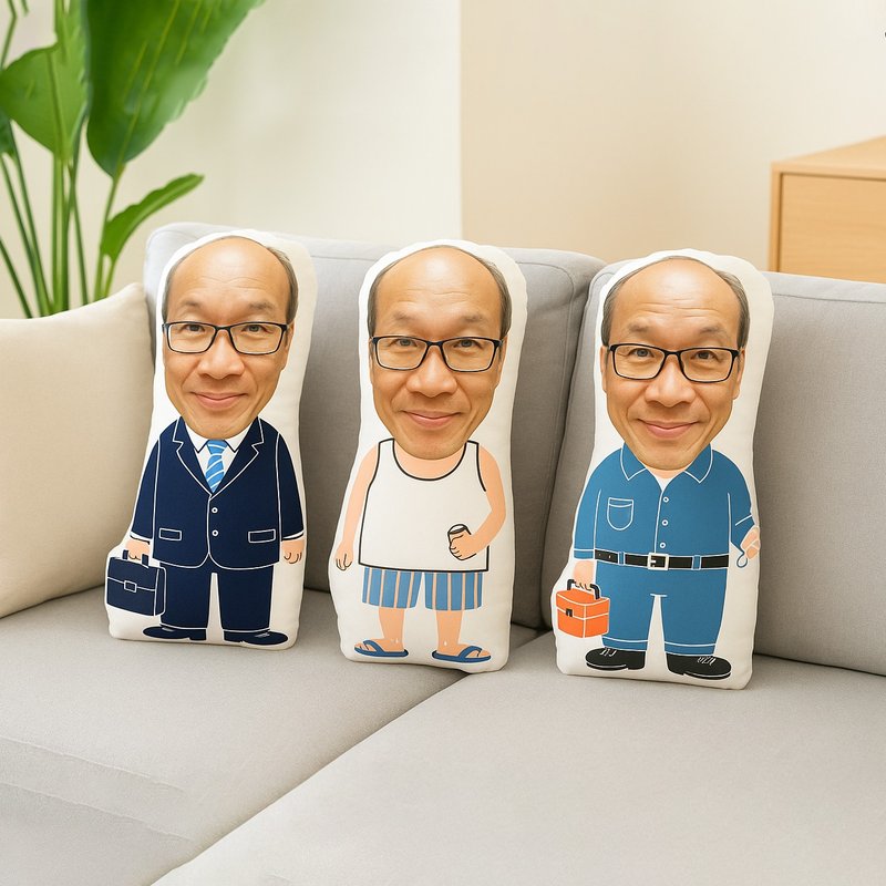 【客製化禮物】搞笑男友/爸爸 插畫抱枕 吊嘎/西裝/工作服 父親節 - 枕頭/抱枕 - 其他材質 
