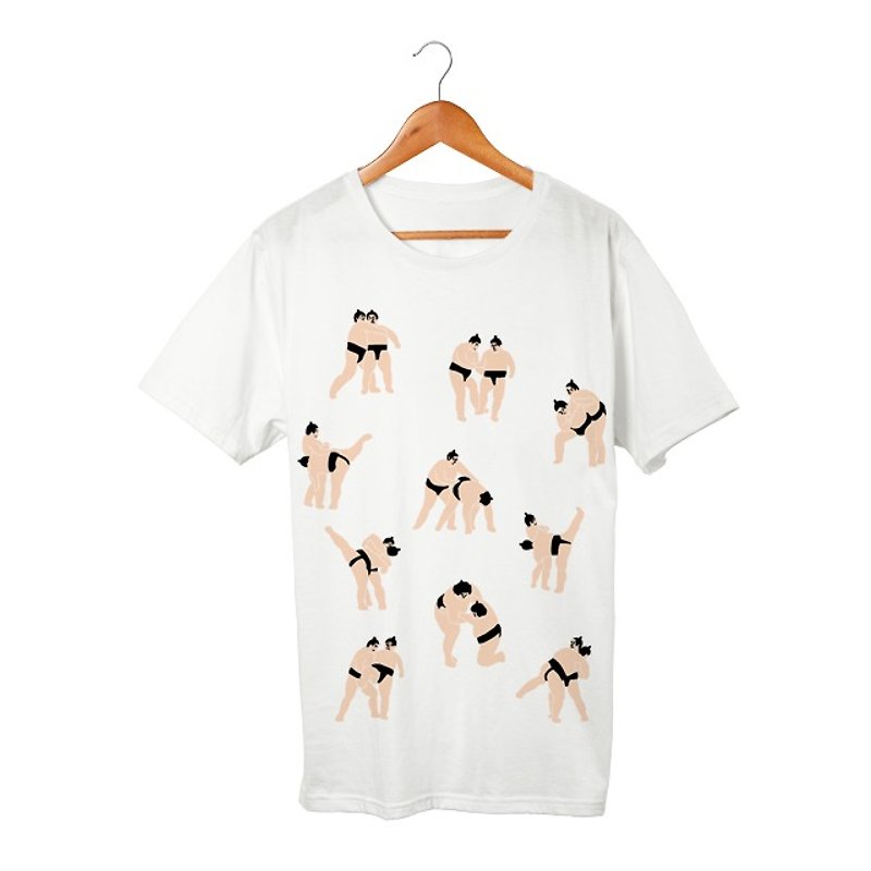 Sumo Wrestler3 T-shirt - เสื้อยืดผู้ชาย - ผ้าฝ้าย/ผ้าลินิน ขาว