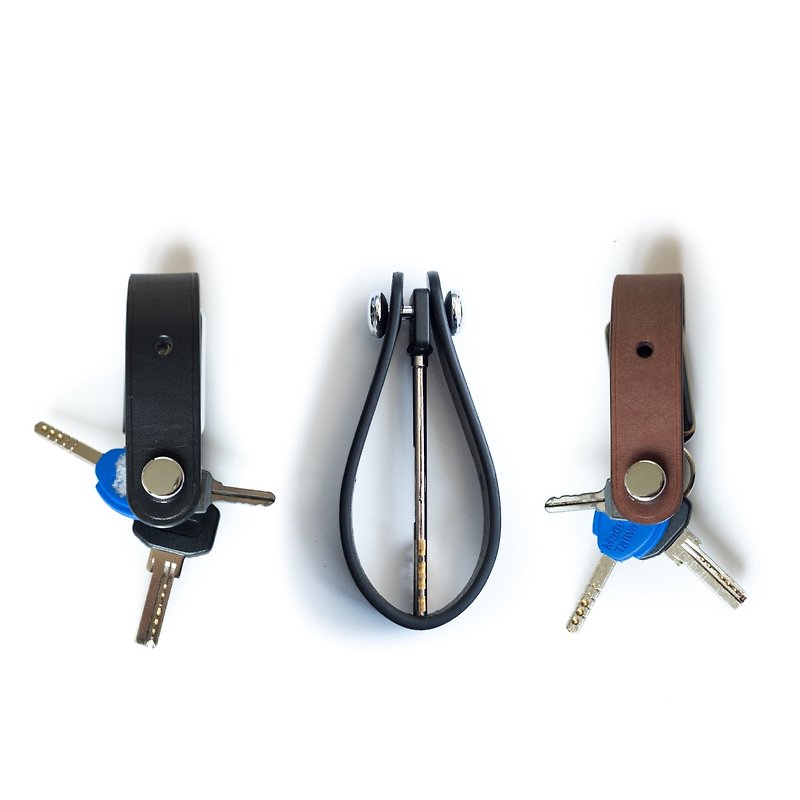Patina leather hand-custom keychain - Keychains - Genuine Leather Multicolor