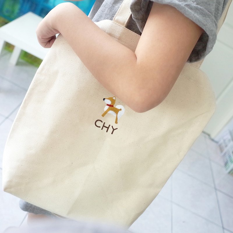 [Q-cute] Bag Series-Straight Double Handle-Shiba Inu, Shiqi, Corgi-Add Characters/Customization - Messenger Bags & Sling Bags - Cotton & Hemp Multicolor