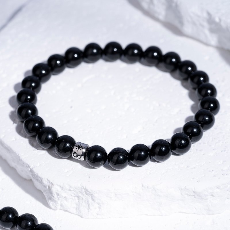 Diamond Black Hair Crystal | Natural Energy Bracelet | 7-8mm - สร้อยข้อมือ - คริสตัล สีดำ