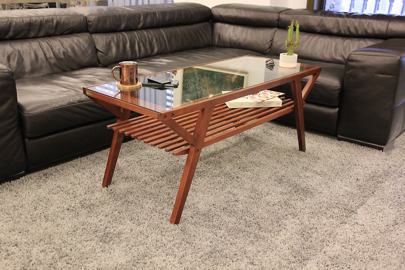 Wooden Glass Living Table - Other Furniture - Wood Brown