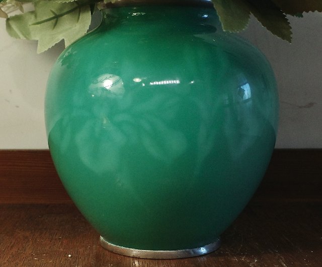 日本の伝統工芸 安藤七宝焼 七宝焼 ガラス釉花瓶 14cm ターコイズ 