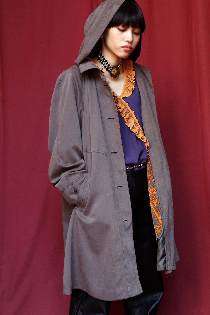Pumpkin Vintage. Vintage Hooded Windbreaker Jacket - Women's Blazers & Trench Coats - Polyester 