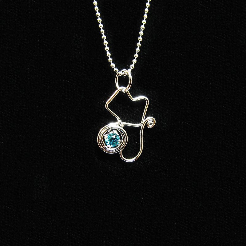 Winwing metal wire braided necklace-[cat diamond]. Swarovski Crystal - สร้อยคอ - โลหะ 