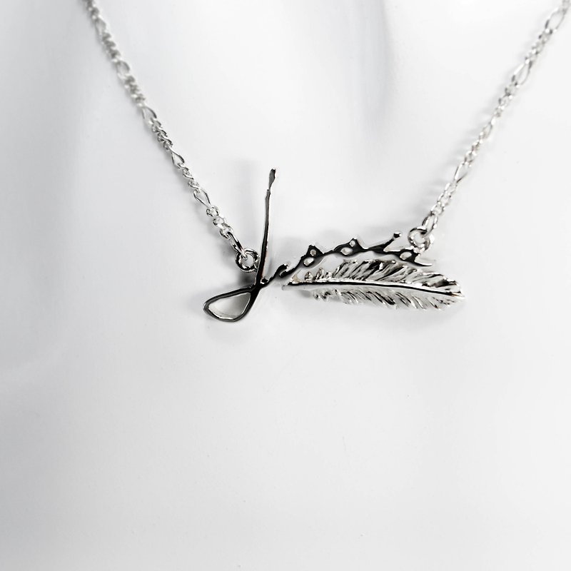 Letter Necklace Order-Feather - Necklaces - Silver Silver