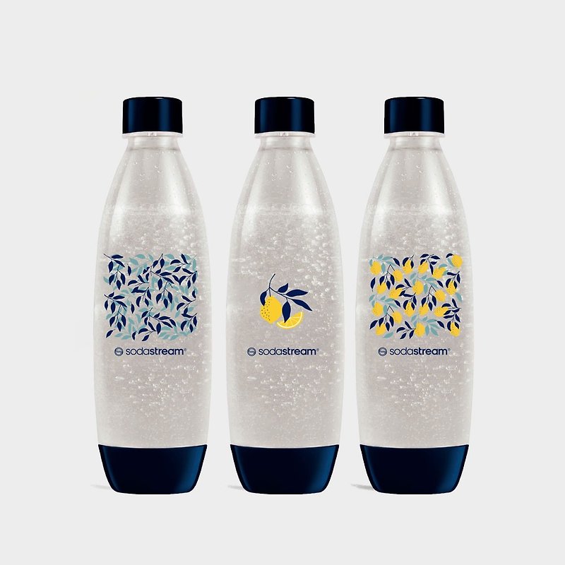 [New product] British SodaStream water drop-shaped special water bottle 1L 3 pieces (fresh lemon) - กระติกน้ำ - พลาสติก ขาว
