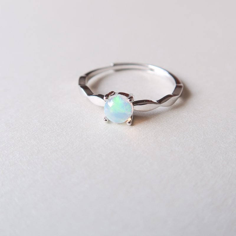 / High Mountain Low / Opal Opal 925 Sterling Silver Handmade Natural Stone Ring - แหวนทั่วไป - เงินแท้ สีน้ำเงิน