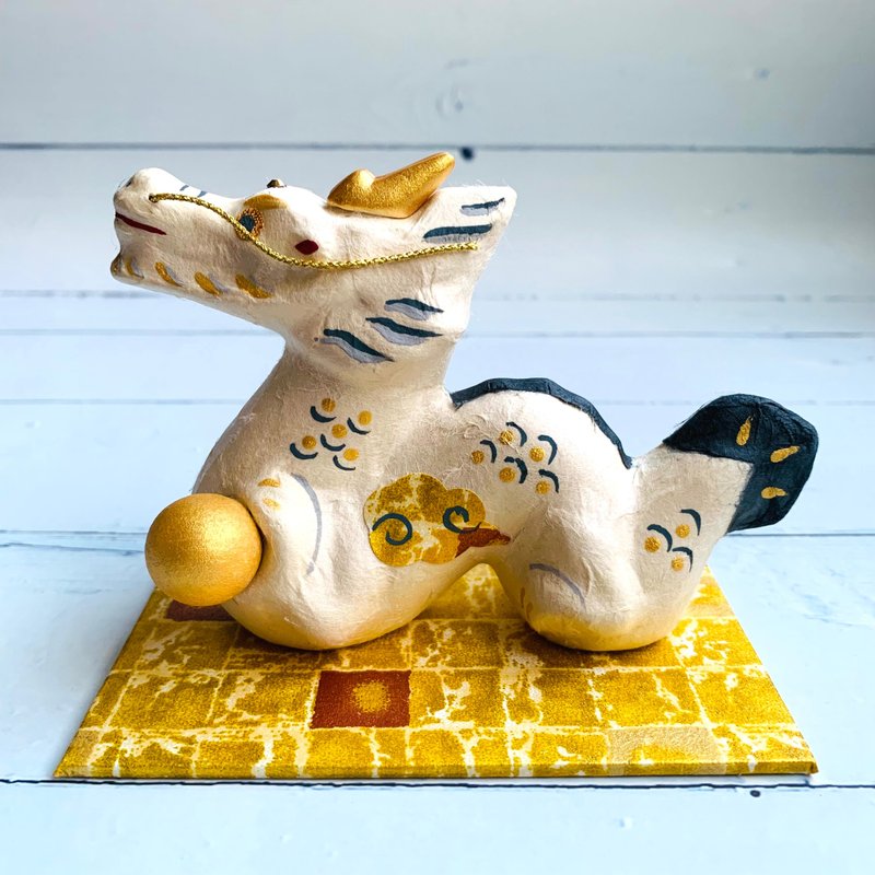 Golden Cloud White Dragon - Orb - Japanese Paper Handicraft - Zodiac Mascot (Year of the Dragon) - ตุ๊กตา - กระดาษ 