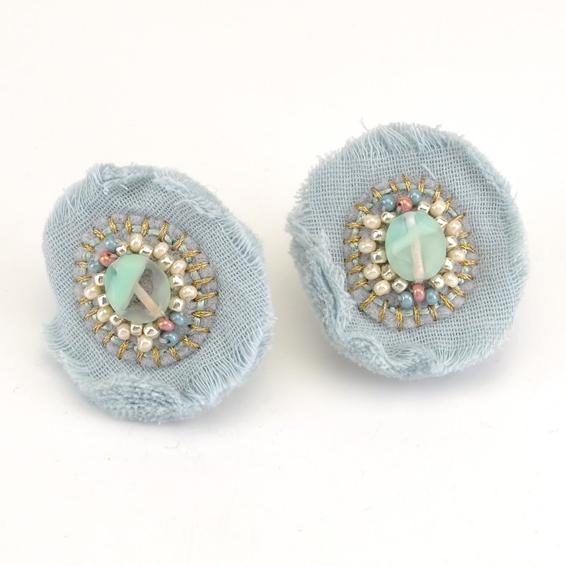 Gauze of earrings, such as flowers - Earrings & Clip-ons - Other Materials Blue
