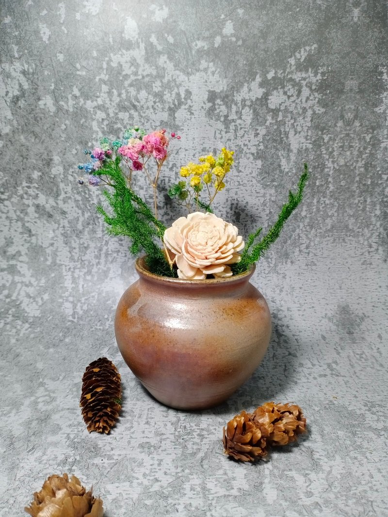 【快速出貨】柴燒手工花器/柴燒花瓶/手工花器 - 花瓶/花器 - 陶 