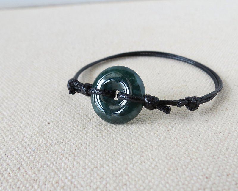 Benming Year [Peace‧Ruyi] Safe Buckle Jadeite Korean Wax Thread Bracelet*AA03*Lucky and safe - Bracelets - Gemstone Multicolor
