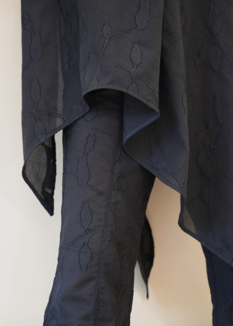 See-through cut-out umbrella pants/Navy blue - กางเกงขายาว - ผ้าฝ้าย/ผ้าลินิน สีน้ำเงิน