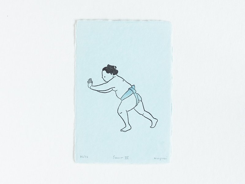 Sumo No.7 - Letterpress Print Limited Edition of 37 - Posters - Paper Blue