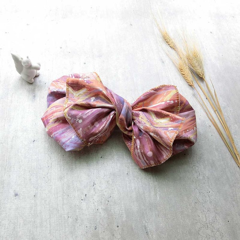 [Shell Art] Giant Butterfly Hair Band (Watercolor Rendering Powder) - The whole strip can be taken apart! - Headbands - Cotton & Hemp Pink