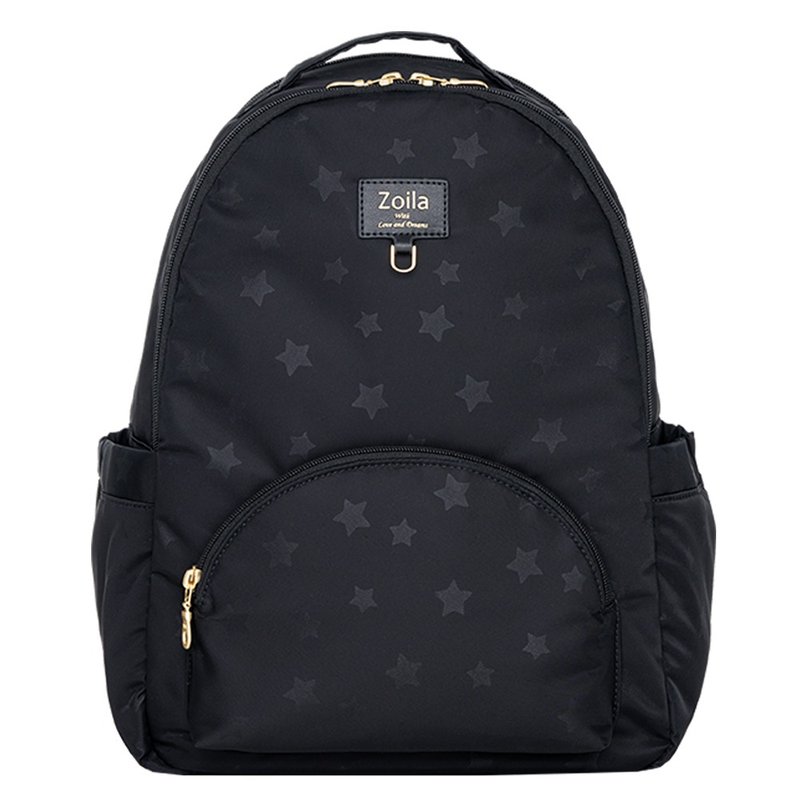 Small retractable bag (starry sky black)_can increase the capacity_backpack_fashionable mother bag_can hold laptop - กระเป๋าคุณแม่ - ไนลอน สีดำ