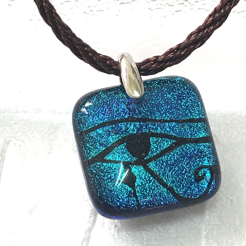 The Eye of Horus-Royal Blue and Green Jewelry Glass Necklace - Necklaces - Glass Blue