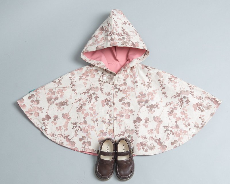Windproof and double-sided cloak-Flower 55 vs Rose Pink - เสื้อโค้ด - ผ้าฝ้าย/ผ้าลินิน สีเขียว
