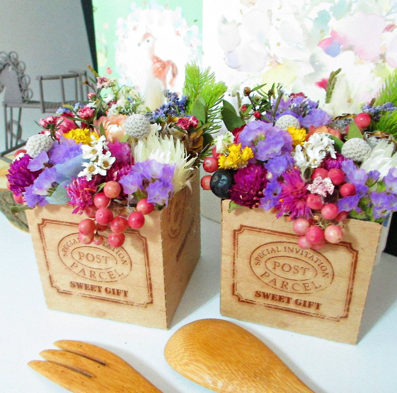Quiet good ❤ [spring] ❤ ─ kraft FlowerBox dried flowers kraft Valentine's Mother's Day wedding was a small wedding ceremony arranged a birthday gift EXPLORATION room Waipai wedding photo Rustic Style Home decoration - ตกแต่งต้นไม้ - กระดาษ 
