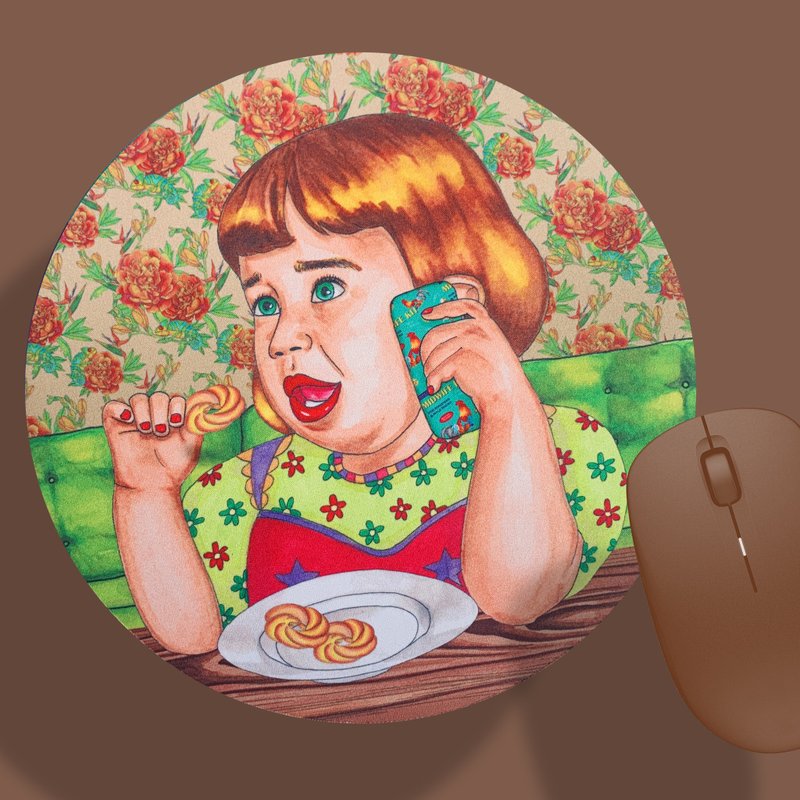 Phone Sister - Thin Mouse Pad - แผ่นรองเมาส์ - ยาง สีนำ้ตาล