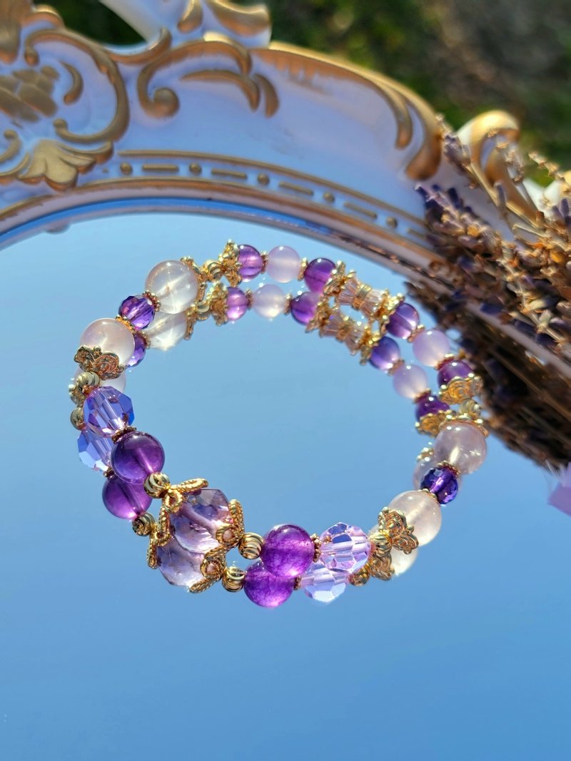 . victorian love. K gold-coated Bronze color-preserving romantic and elegant natural crystal design girls’ bracelet - Bracelets - Crystal Purple