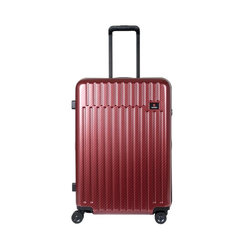 【CROWN】Anti-theft zipper 26-inch suitcase carbon fiber pattern red - Luggage & Luggage Covers - Plastic Red