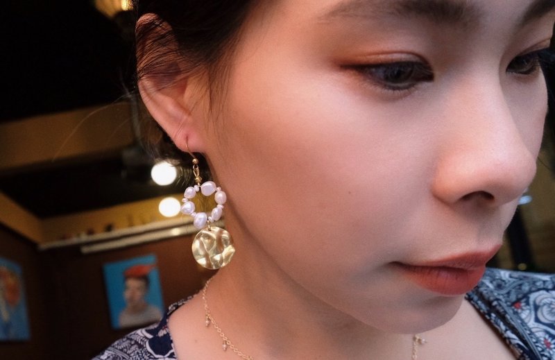 SYUAN JEWELRY | 相遇巴洛克 — 設計款珍珠耳環(可改夾式) - 耳環/耳夾/耳骨夾 - 珍珠 金色