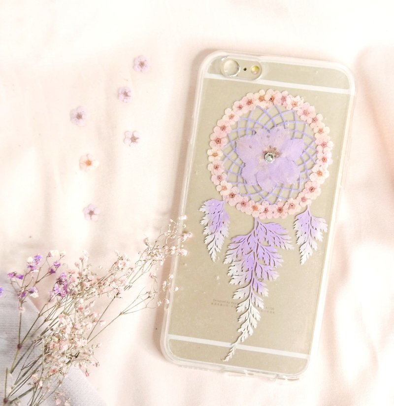 Pressed Flower Dreamcatcher Phone Case | Pinkish Purple & Pink - Phone Cases - Plants & Flowers Pink