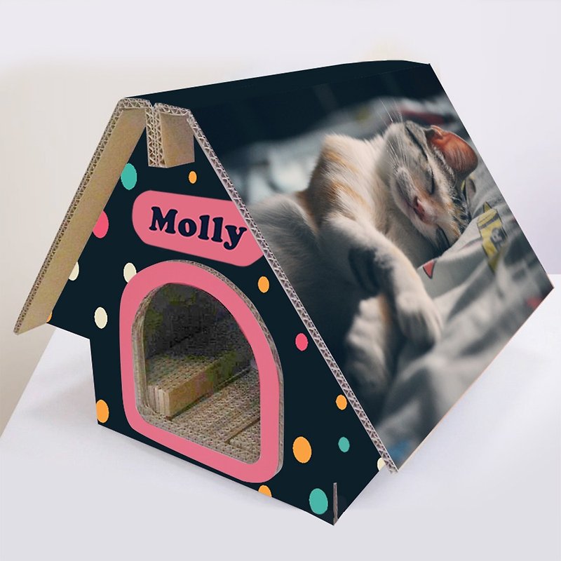 カスタマイズされた段ボール猫の家 - 寝具 - 紙 ピンク