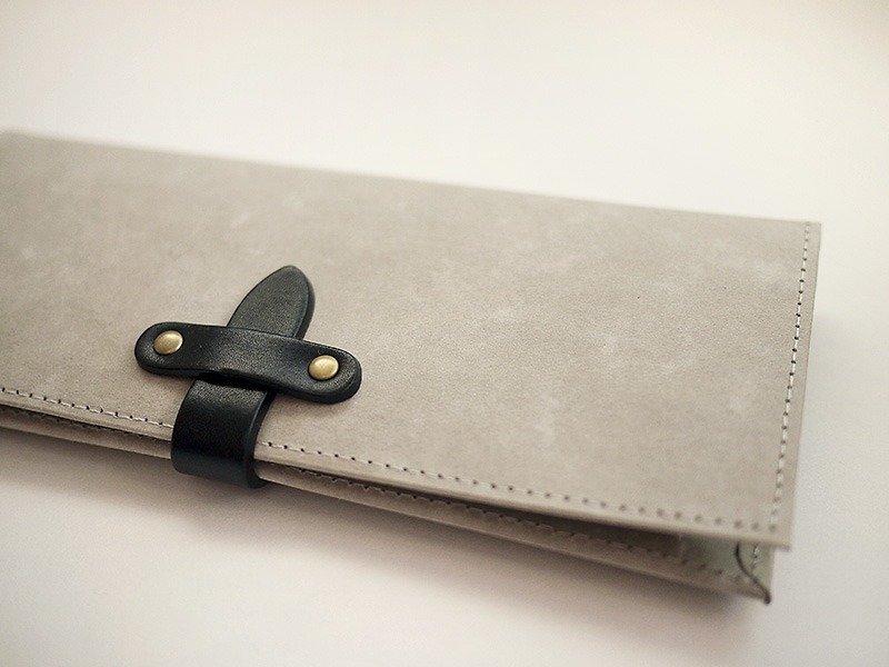 [Mother's Day] Washed kraft paper long folder/wallet/wallet/coin purse. Ash - Wallets - Paper Gray