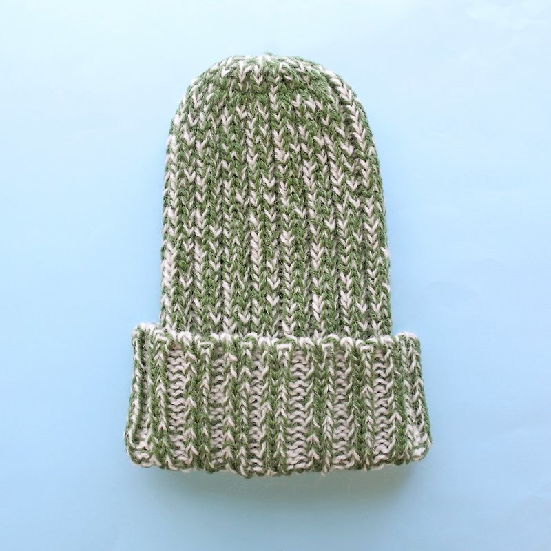 手編みの帽子 - ペルーアルパカ - 帽子 - ウール グリーン