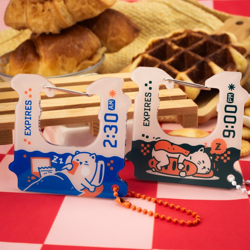 Le BaCattes Breadtag Acrylic Carabiner | Sleeping Cat Hanging Bag Charm - 貼紙 - 其他材質 綠色
