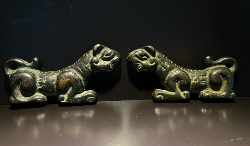 清朝虎符兵符將軍令牌青銅虎符一對價格老包漿虎符信物山奇藝術｜擺飾