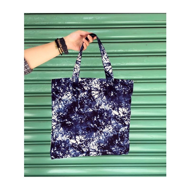 Handmade Tote Bag | Blue Smudge - Handbags & Totes - Cotton & Hemp Blue