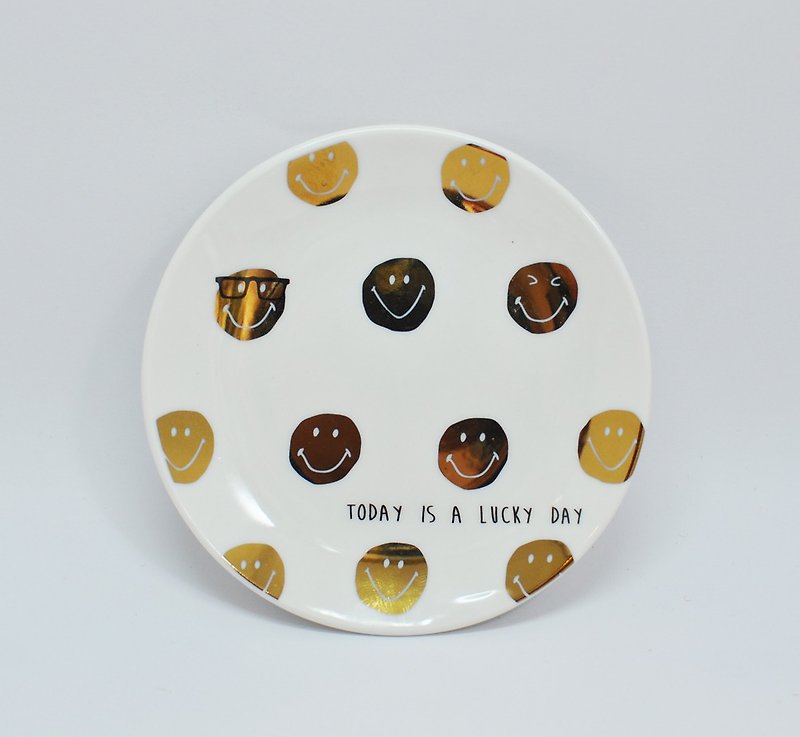 [SHINA CASA, Japan] Gold Smile Gold Smile Series Golden Smile Small Disc/Dessert Disc/Small Dishes/Accessories Plate 11.5cm - จานเล็ก - เครื่องลายคราม สีทอง