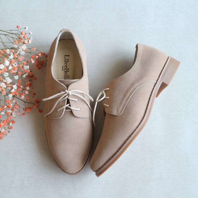 【Daydream】3M Waterproof Oxford Shoes - Beige - รองเท้าลำลองผู้หญิง - หนังแท้ สีกากี