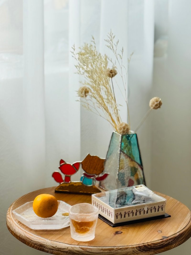 ステンドグラス 小王子とキツネのキャンドルホルダー - 置物 - ガラス 