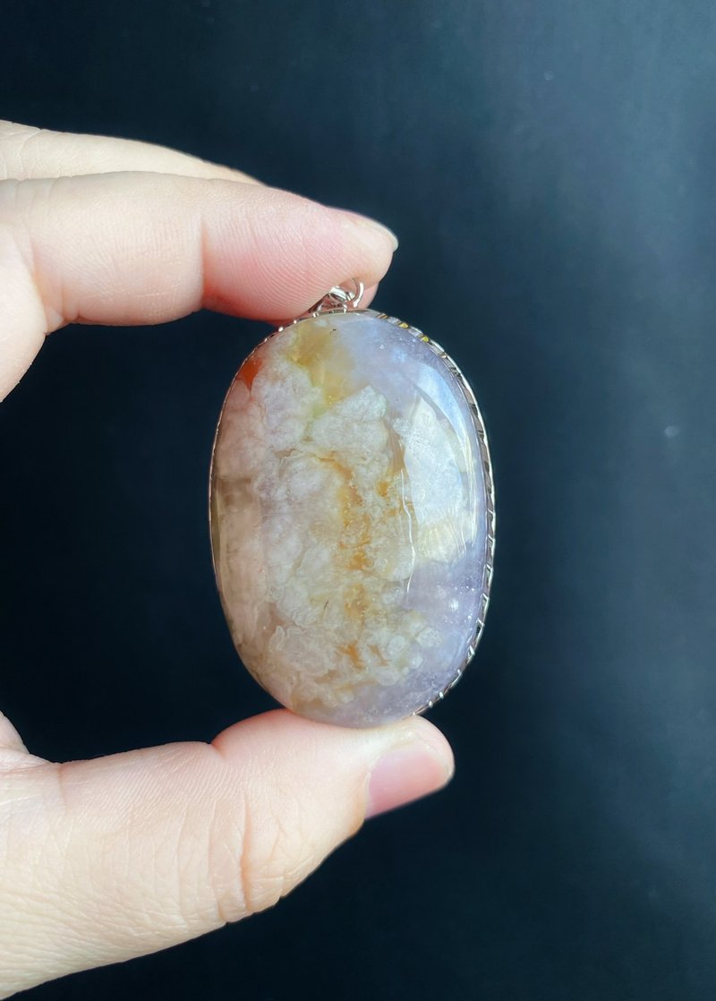 櫻花瑪瑙 夢幻紫爆晶 春天氣息 S925銀鑲拖 禮物 項鍊 生日 - 項鍊 - 水晶 紫色