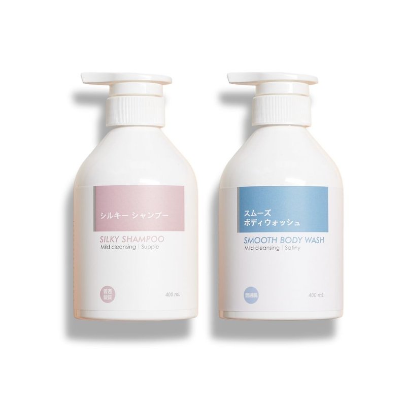 [Set of 2 bottles] Silky Moisturizing Shampoo x Evening and Revitalizing Cleansing Lotion/Amino Acid Cleansing Formula - Shampoos - Other Materials Multicolor