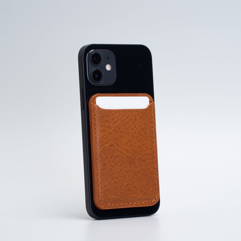 適用於 iPhone 16/15/14/13/12 系列的 MagSafe 真皮錢包 - 手機配件 - 其他材質 咖啡色