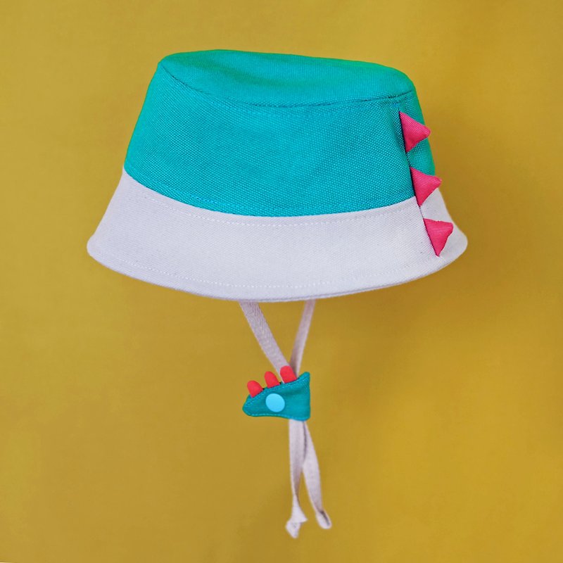 Dinosaur Bucket Hat – Pink Blue - หมวก - ผ้าฝ้าย/ผ้าลินิน สึชมพู