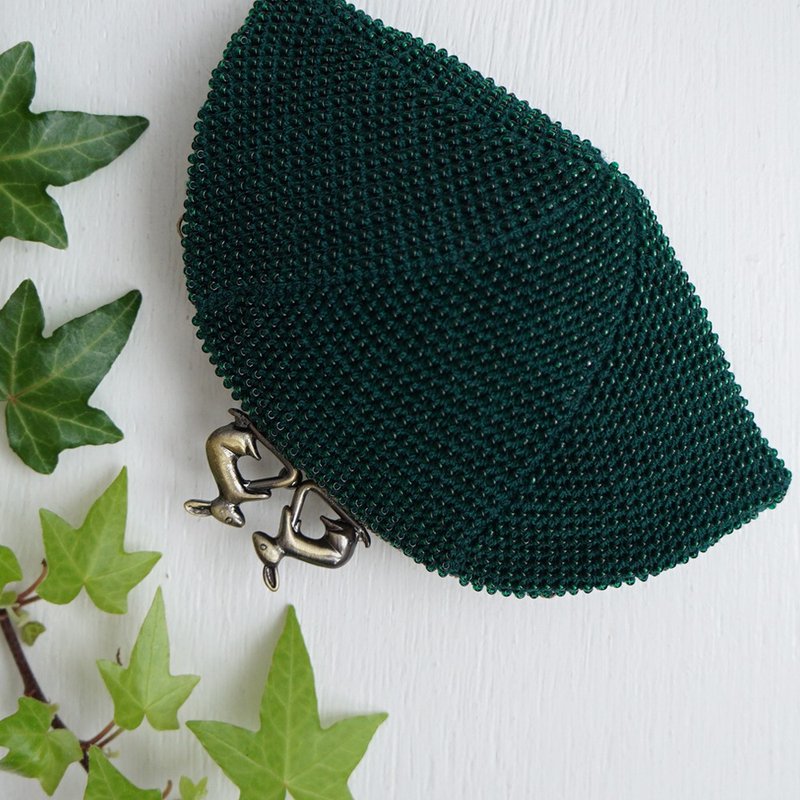 Ba-ba handmade Seedbeads crochet pouch No.1659 - 錢包/皮夾/長短夾 - 其他材質 綠色